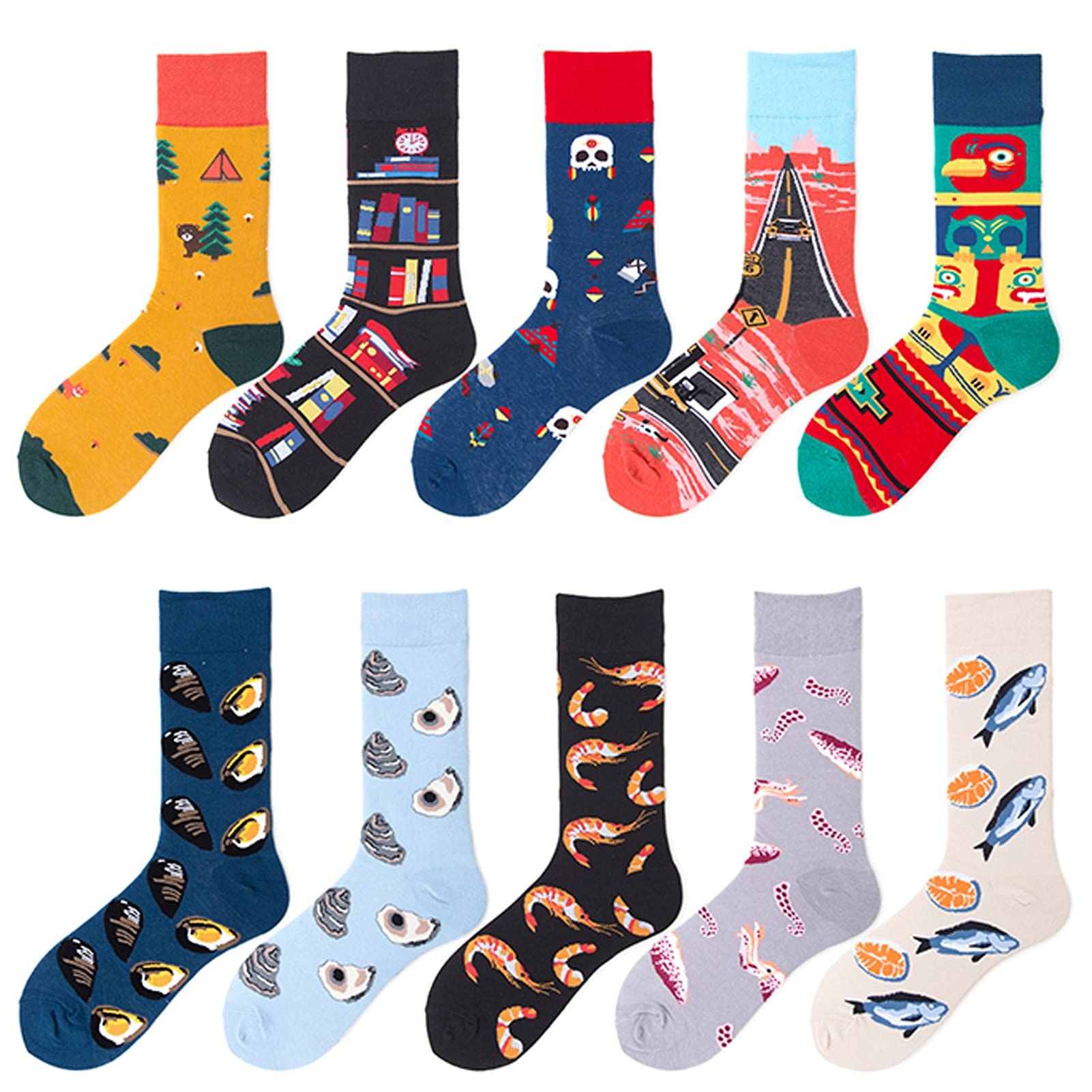 Zehensocken für Damen, 5/10 Paar Bunte Herren-Damensocken, neuartige Tiersocken im Multipack, Weihnachtskuscheliges Thermogeschenk Happy Socks, Größe 2-8, P-10 Paar