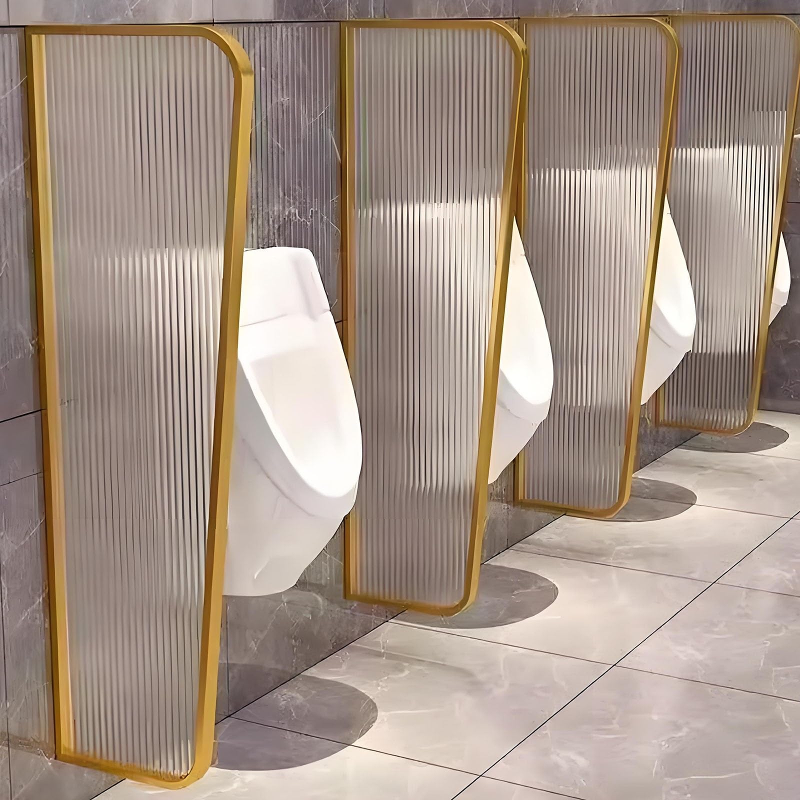 Separador de inodoro de pared con cristal de seguridad y soportes de acero inoxidable macizo