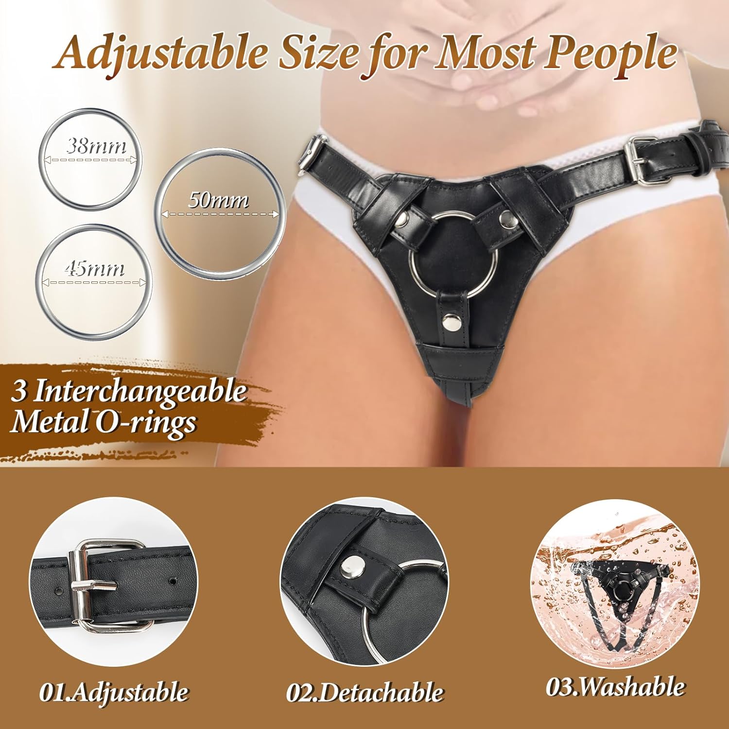 Strap on Dildo with Harness Adult Sex Toys - Adjustable Leather Strapon Harness with 9.45" Huge Silicone Anal Dildo, Detachable Suction Cup Penis for Lesbian Gay Couples Pegging Adult Toy & Games