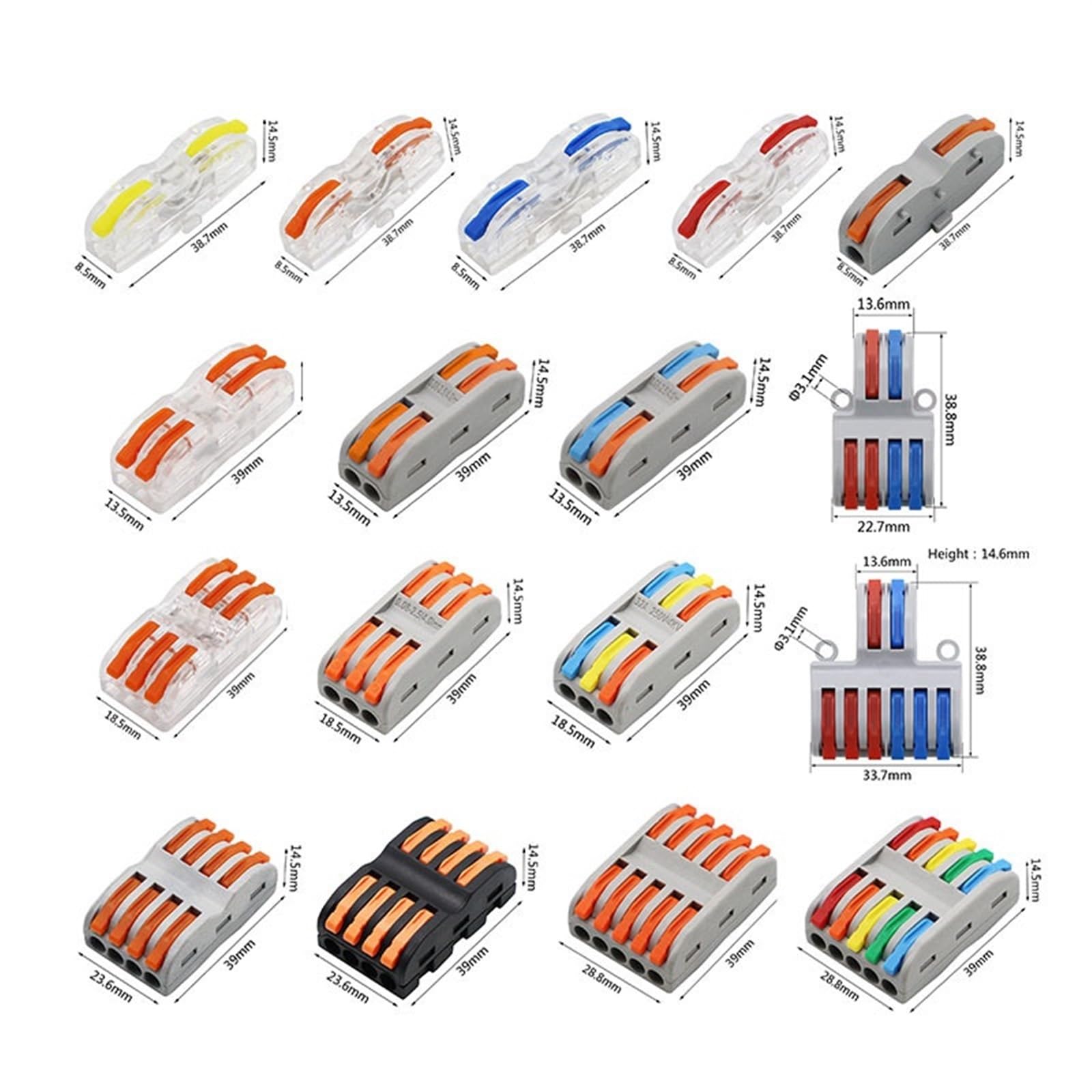 SPL-1/2/3/4 Dual Head Mini Quick Fast Wire Connector Universal-Verdrahtungskabelanschluss Push-in-Leiterklemmenblock LED-Lampe(SPL-3-OYB,50 PCS)