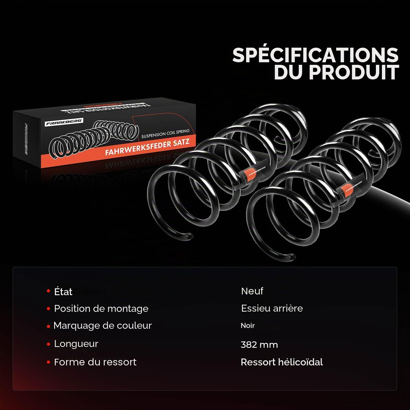 Frankberg 2 ressorts de suspension pour essieu arrière 5102CW | Compatible avec: Partner Fourgon/MPV ,Berlingo Fourgon/MPV B9