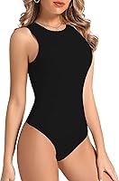Vista 1 de BSXIJIE Body sin mangas para mujer, cuello halter, sexy, cuello redondo, básico, ajustado, para mujer