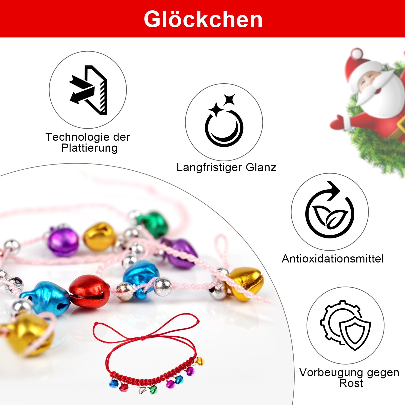 Kattebelletjes: unieke metalen belletjes goud-rood-groen