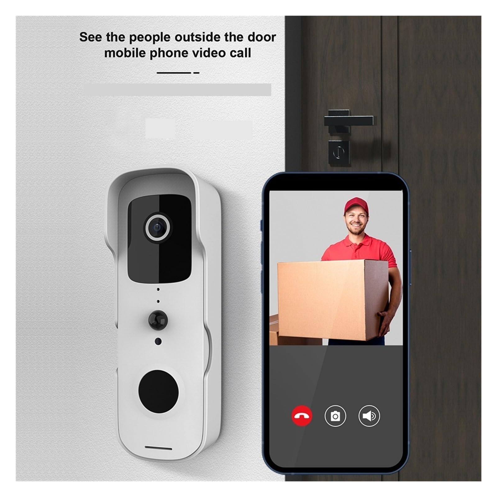 Sonnette Vidéo Intelligente sans Fil WiFi 1080P Interphone Vidéo Sonnette Audio Bidirectionnelle(Color:Option 5)