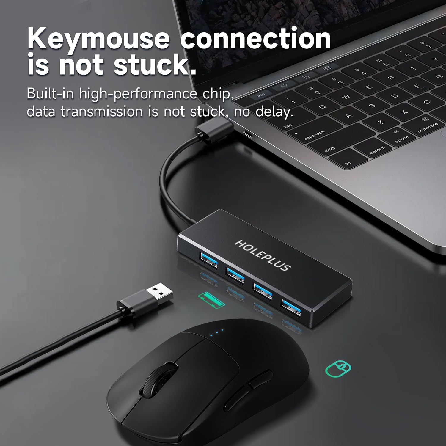 4-portowy koncentrator USB 3.0, ultracienki koncentrator danych USB, do MacBooka, Mac Pro, Mac Mini, iMac, Surface Pro, XPS, PC, pendrive, mobilnego dysku twardego (U1 0,2 m)