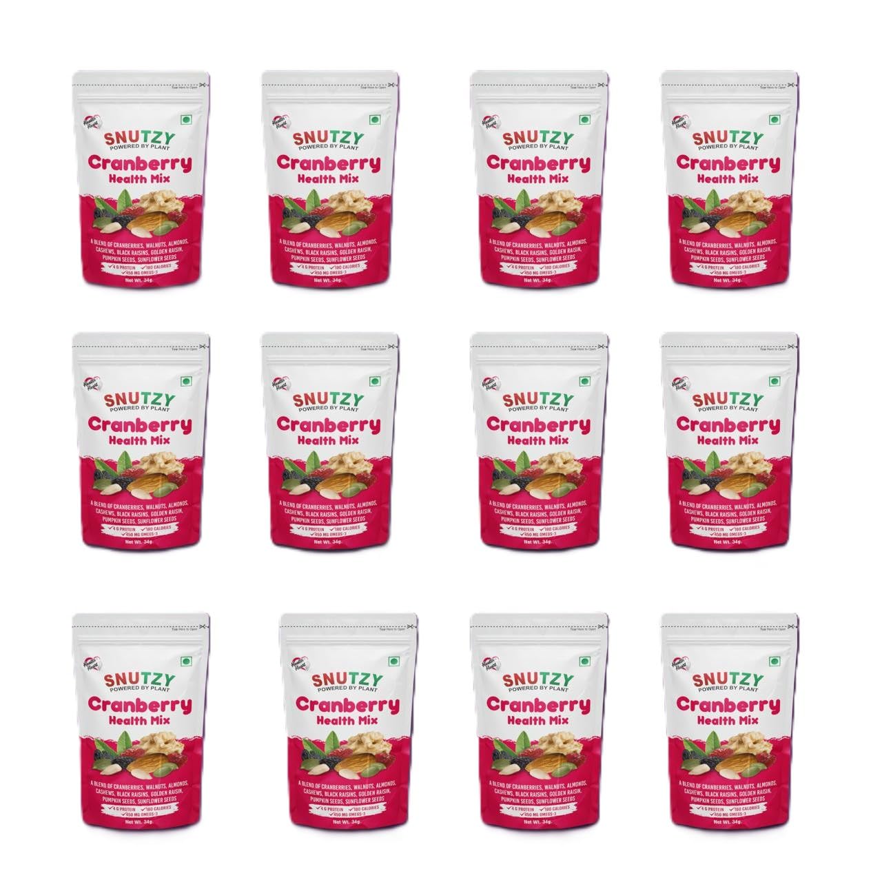 SNUTZY- Cranberry Health Mix - A premium mix of 8 superfoods – walnuts, cashews, almonds, cranberries, pumpkin seeds, sunflower seeds, black raisins and golden raisins, Premium Trail Mix, Dry Fruit Mix, Mixed Nuts, Mixed dry fruits, Combo Pack, Healthy Trail mix (34 grams x 12 Packs)-image-32
