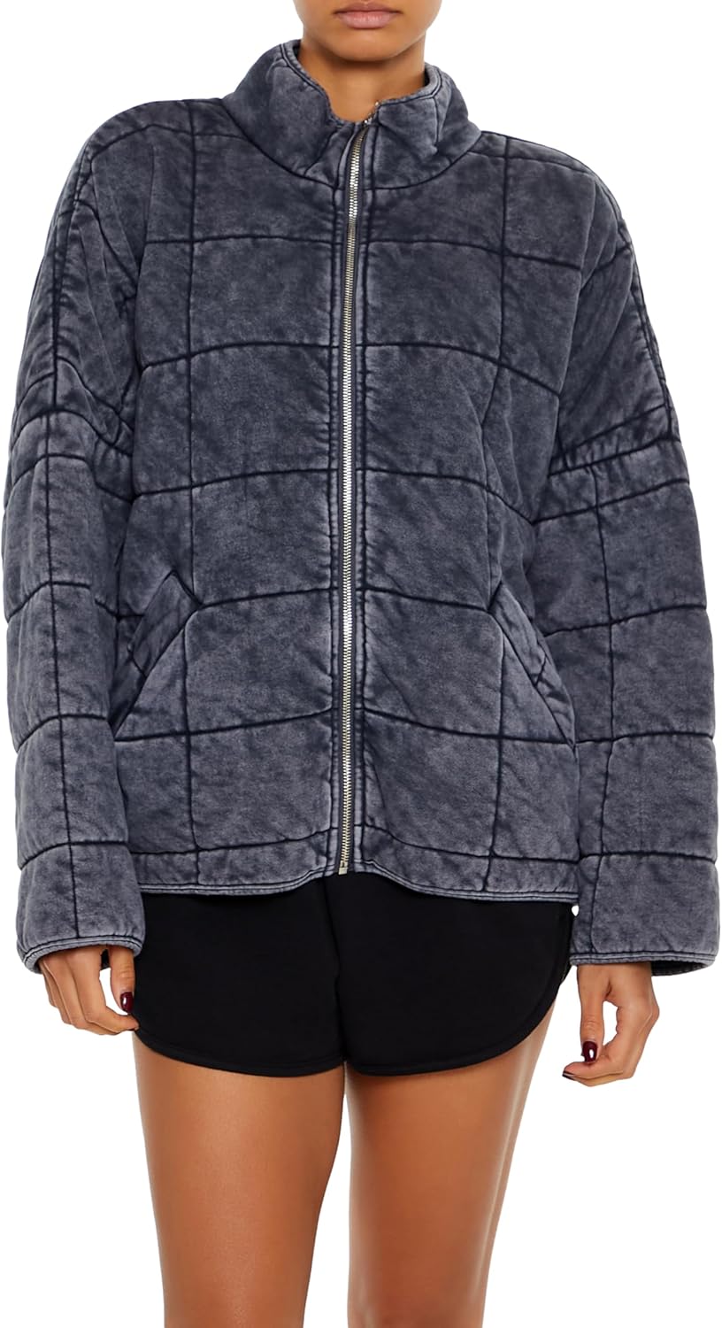 Forever 21 womens Quilted Zip-up Jacket