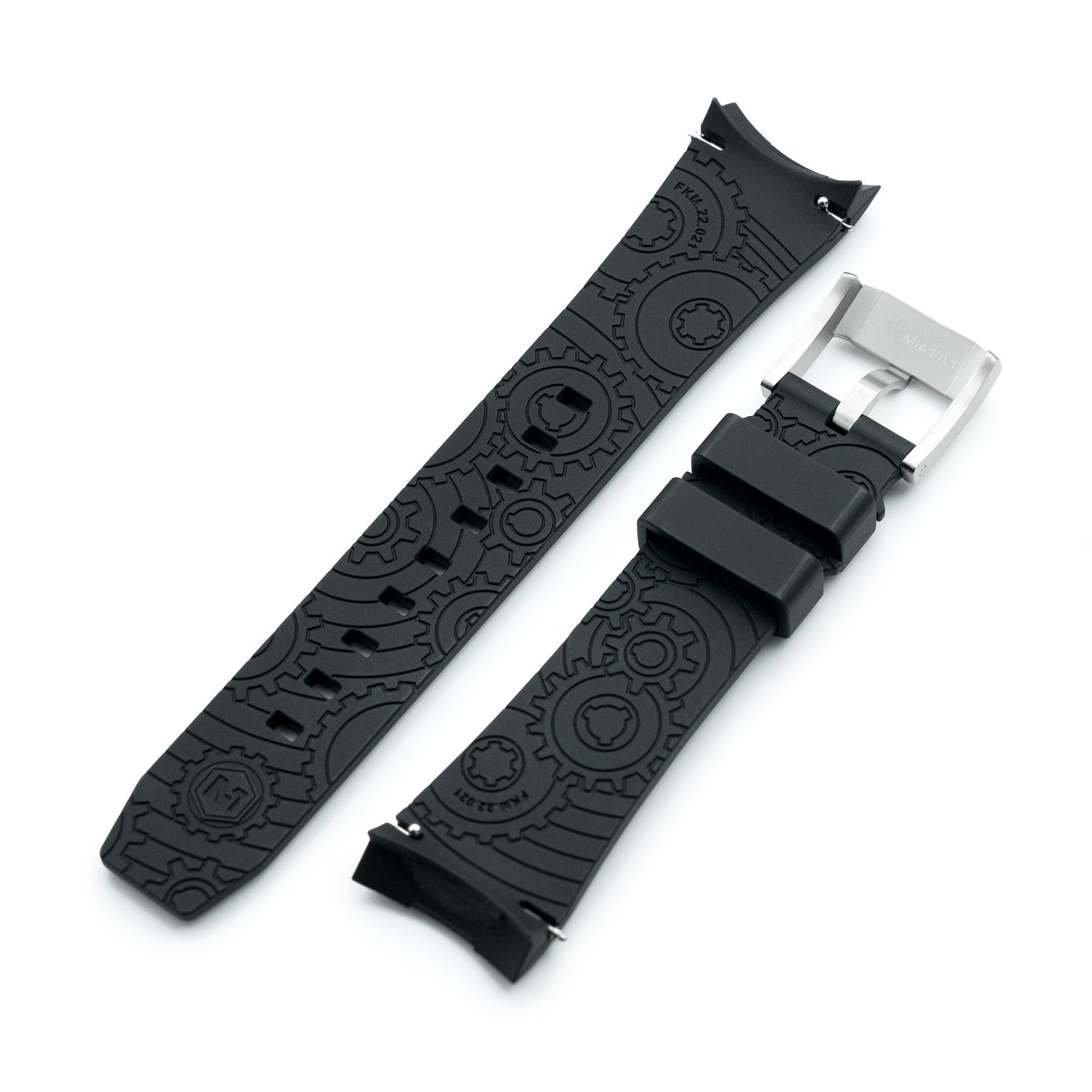 MiLTAT Wheels FKM Gummi-Uhrenarmband, kompatibel mit Orient Kamasu, Schnellverschluss, 22 mm, Schwarz