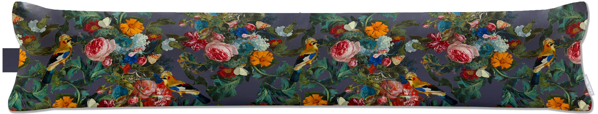 Izabela Peters Graphite Luxurious Eco-Friendly Draught Excluder - Birds In Paradise - Standard - Window Door Seal, Fabric Draft Excluder Cushion Stopper For Door Bottom