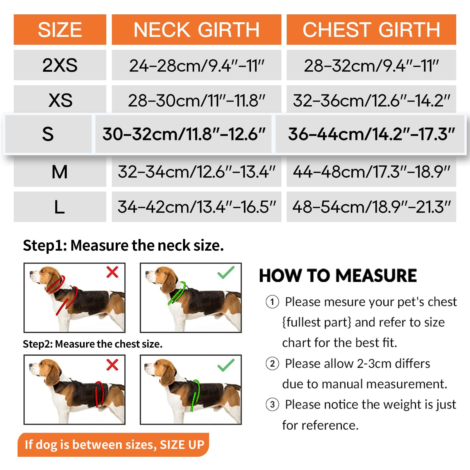 Primer plano del arnés HEELE para perro pequeño en talla S, mostrando el patrón de flores naranjas y el detalle de las costuras reflectantes.