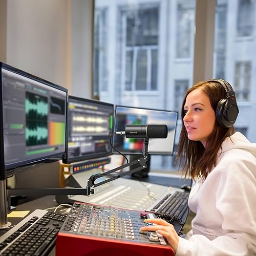 Miniatura 7 de Tonor Soporte de escritorio con brazo de micrófono, brazo de bajo perfil, brazo de micrófono, soporte de micrófono ajustable con abrazadera de