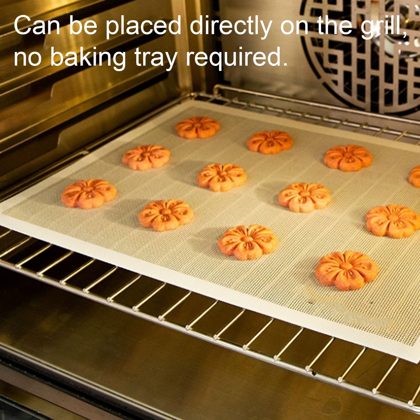 Réutilisable Tapis de cuisson en silicone et fibre de verre, respirant, creux, multifonctionnel, facile à nettoyer, réutilisable Ne colle pas(L)
