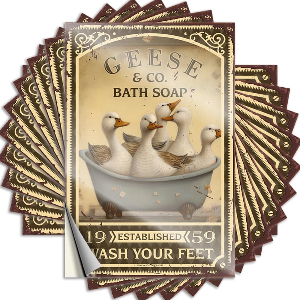 Office Decor for Men Girly Decal - Geese Bath Soap Wash Your Paws Removable Decal Accessory Easy Peel for Scooter(12X18CM)