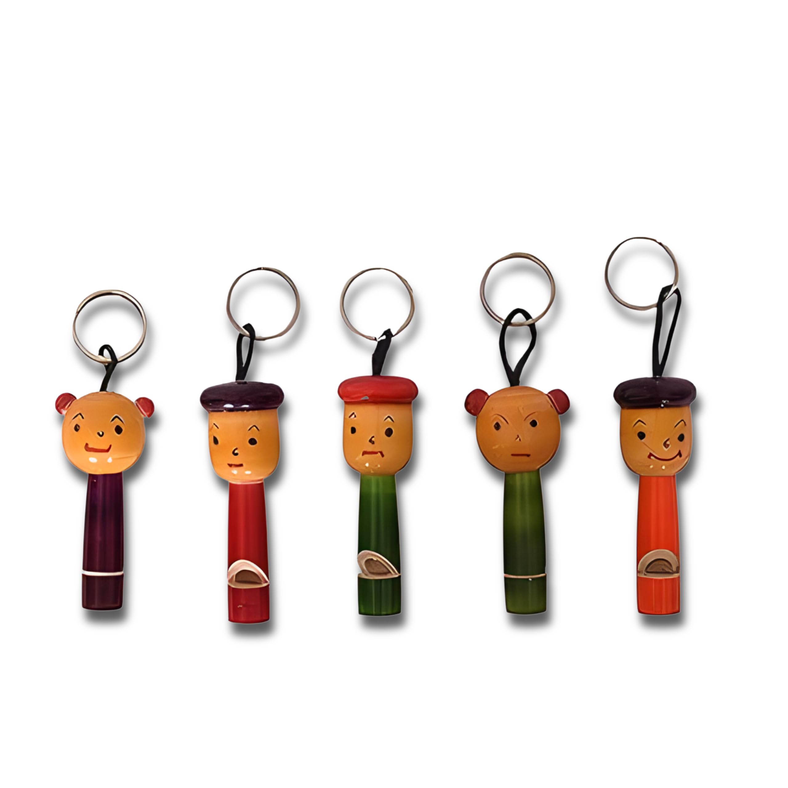 HSN Wooden Handcrafted Whistle Keychains – Channapatna Handicrafts, Indian Desi Design, Set of 5 pcs