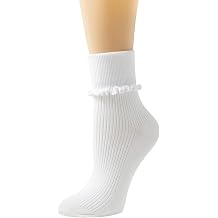 SEMOHOLLI Women Socks, Women Ankle Socks, Lovely double needle solid color Lace edge relent lady socks