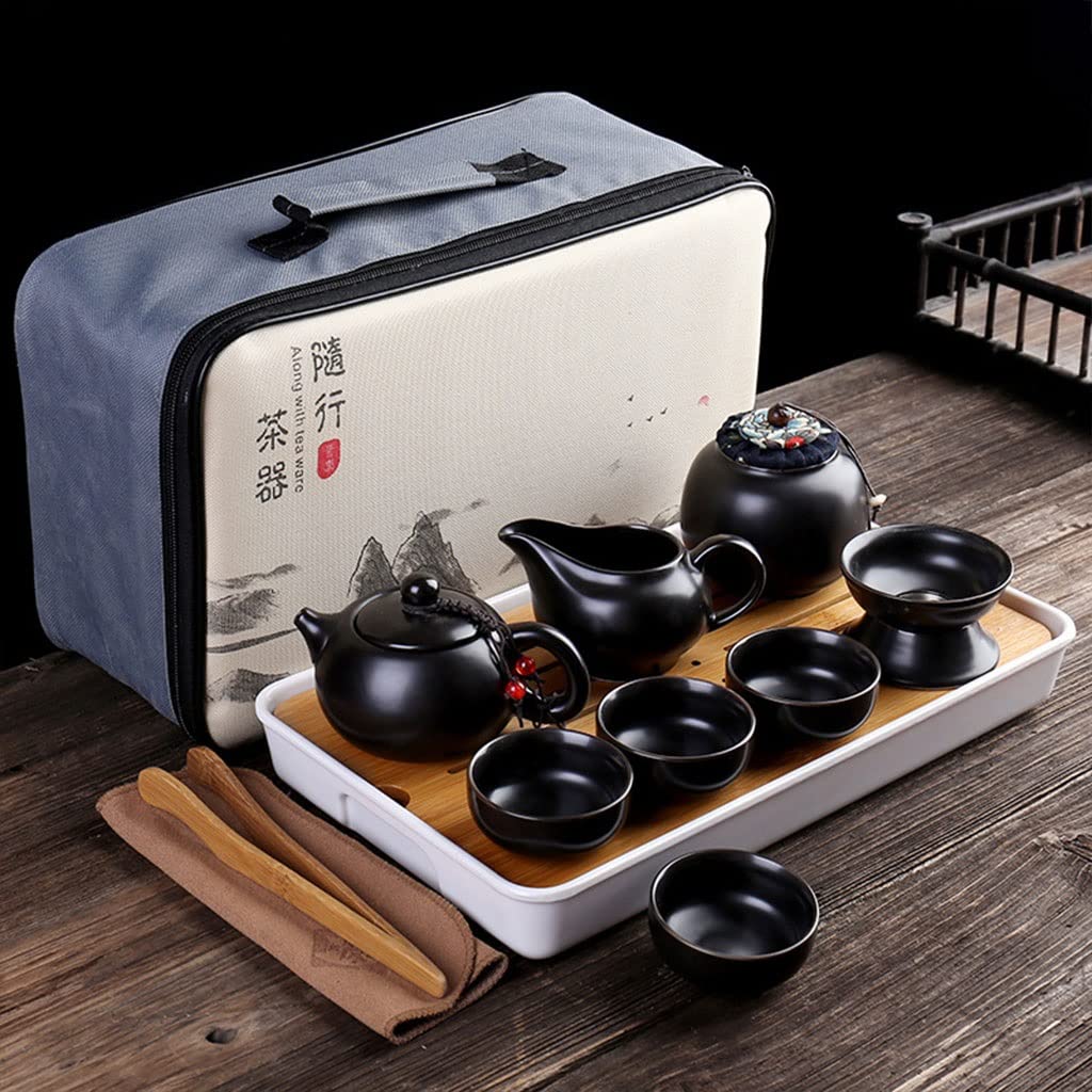 DFGHNBVC Tea Tray With Water Storage,Chinese Gongfu Tea Table Serving,Tea Serving Tray,Portable Travel Kung Fu Tea Set,Tea Set Tray With Portable Bag