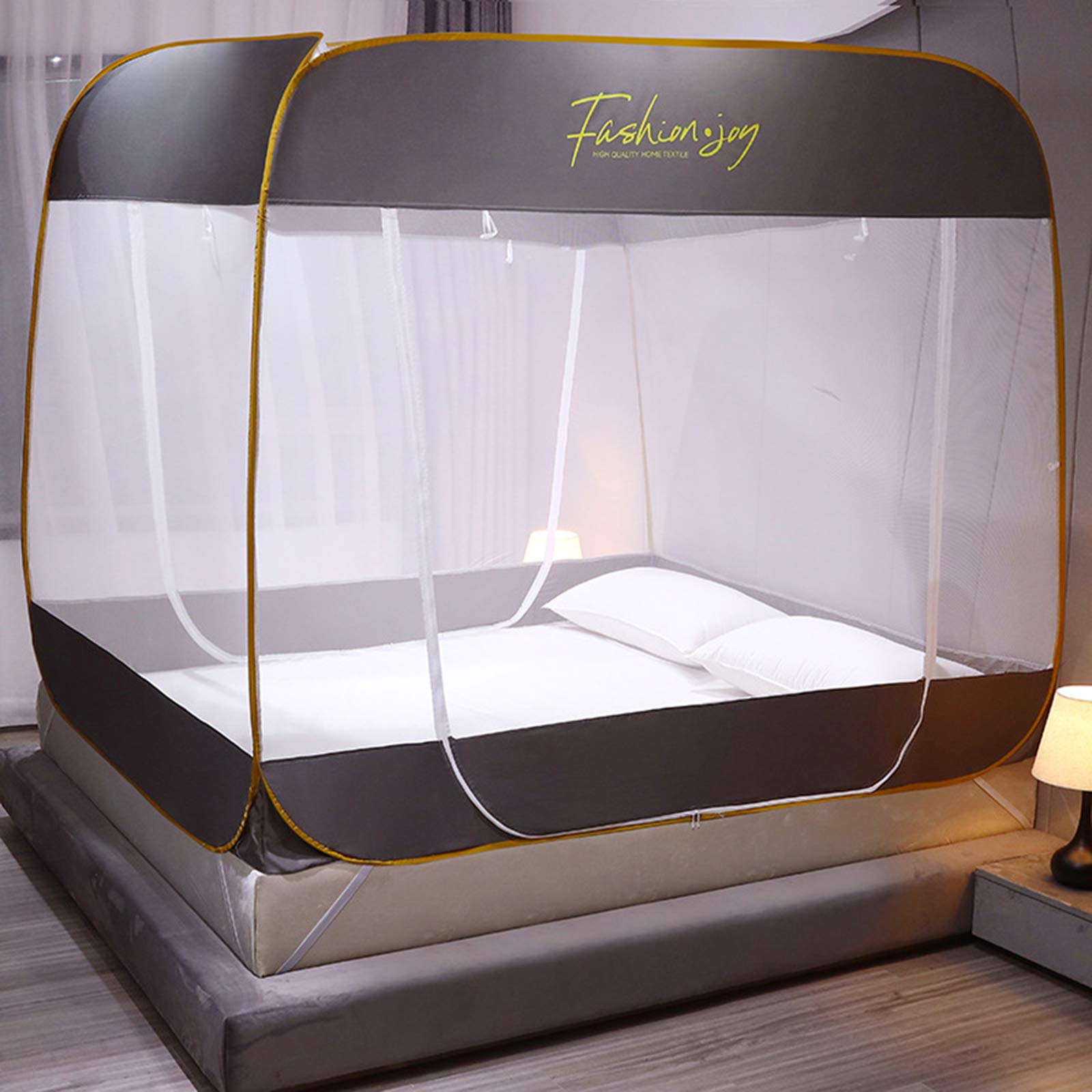 Zanzariera per Letto a baldacchino, Campeggio, Matrimoniale, Portatile, da Viaggio, per casa, antizanzare, Pieghevole, a comparsa, per Letto, Grigia - 1,5 * 2,0 m