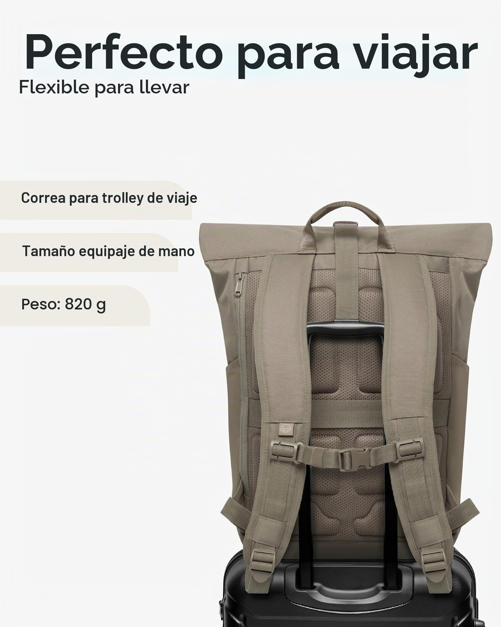 Johnny Urban Mochila Enrollable Mujer Hombre Gris - Allen Large - Grande Bolso para Escolar, Universidad, Trabajo - Compartimento para Portátil - Repelente al Agua