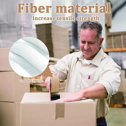 Miniatura 2 de Paquete de 2 cintas adhesivas de papel kraft reforzado activado por agua de 2.75 pulgadas x 380 pies, longitud total de 760 pies de cinta de