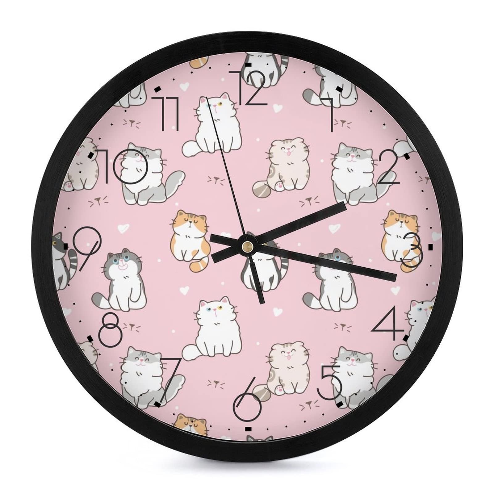 Horloge murale ronde cartoon chat déco salon chambre cuisine 25cm