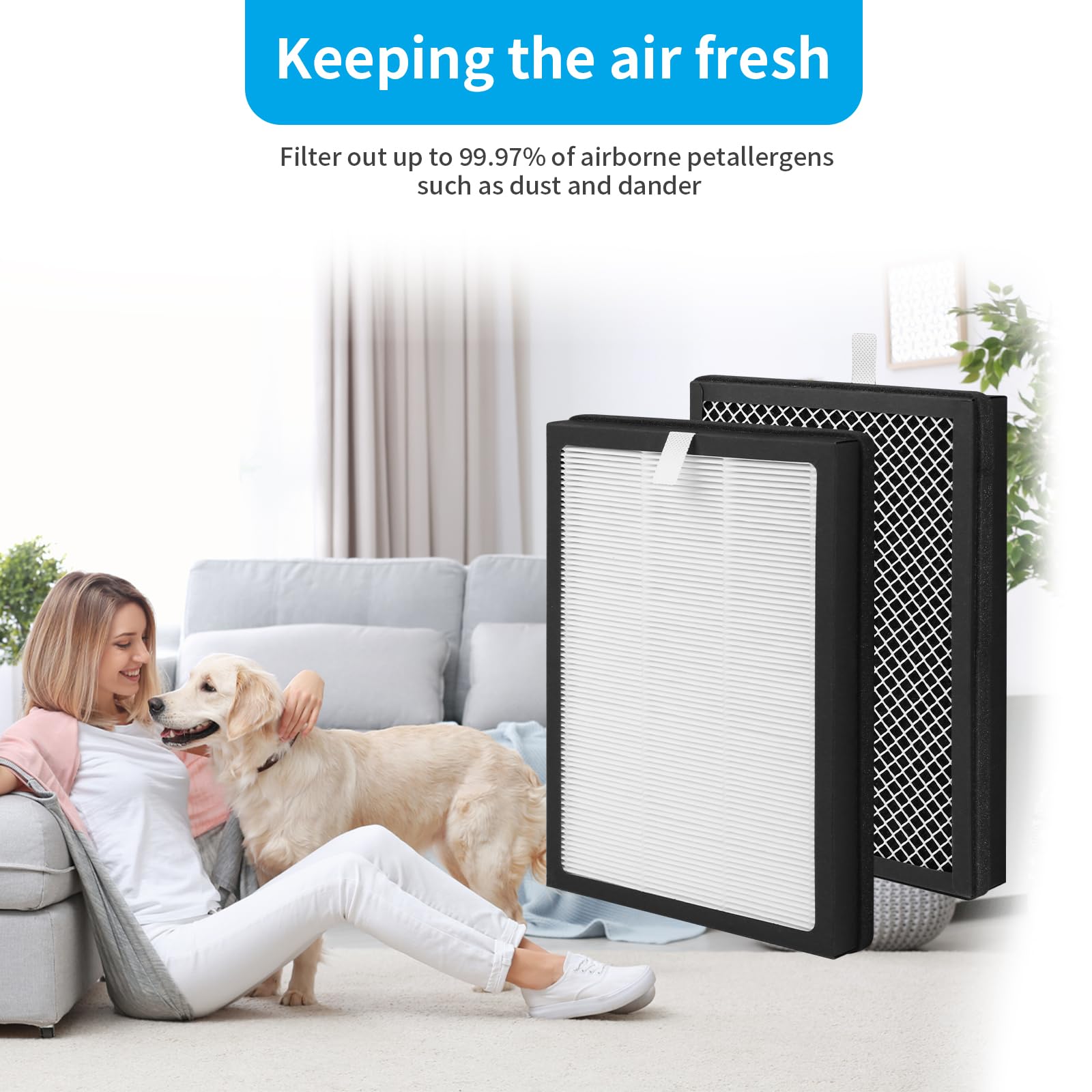 Paquete de 4 filtros de repuesto CAP-500 True HEPA compatibles con purificador de aire Cuisinart CAP-500FPK, filtración 3 en 1