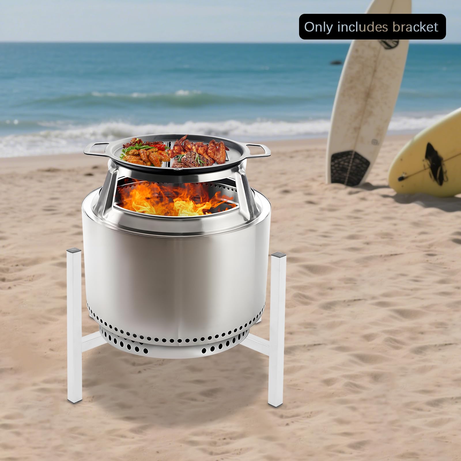 Supporto per braciere in acciaio inox, regolabile in altezza, accessorio per campeggio, picnic, barbecue