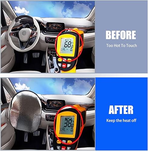 Miniatura 6 de 1 funda de película aluminizada para volante, parasol de tela de poliéster de 18.11 pulgadas, protección solar y escudo térmico, instalación sin