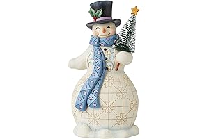 Jim Shore Heartwood Creek Snowman Holding Bottle Brush Tree Figurine: A Joyous Holiday Treasure