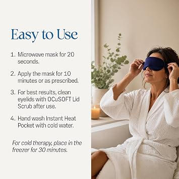 OCuSOFT Dry Eye Mask Premium | Warm or Cold Comfort, Tired Eyes, 1 Instant Heat Pocket, Heat Diffusing Insert