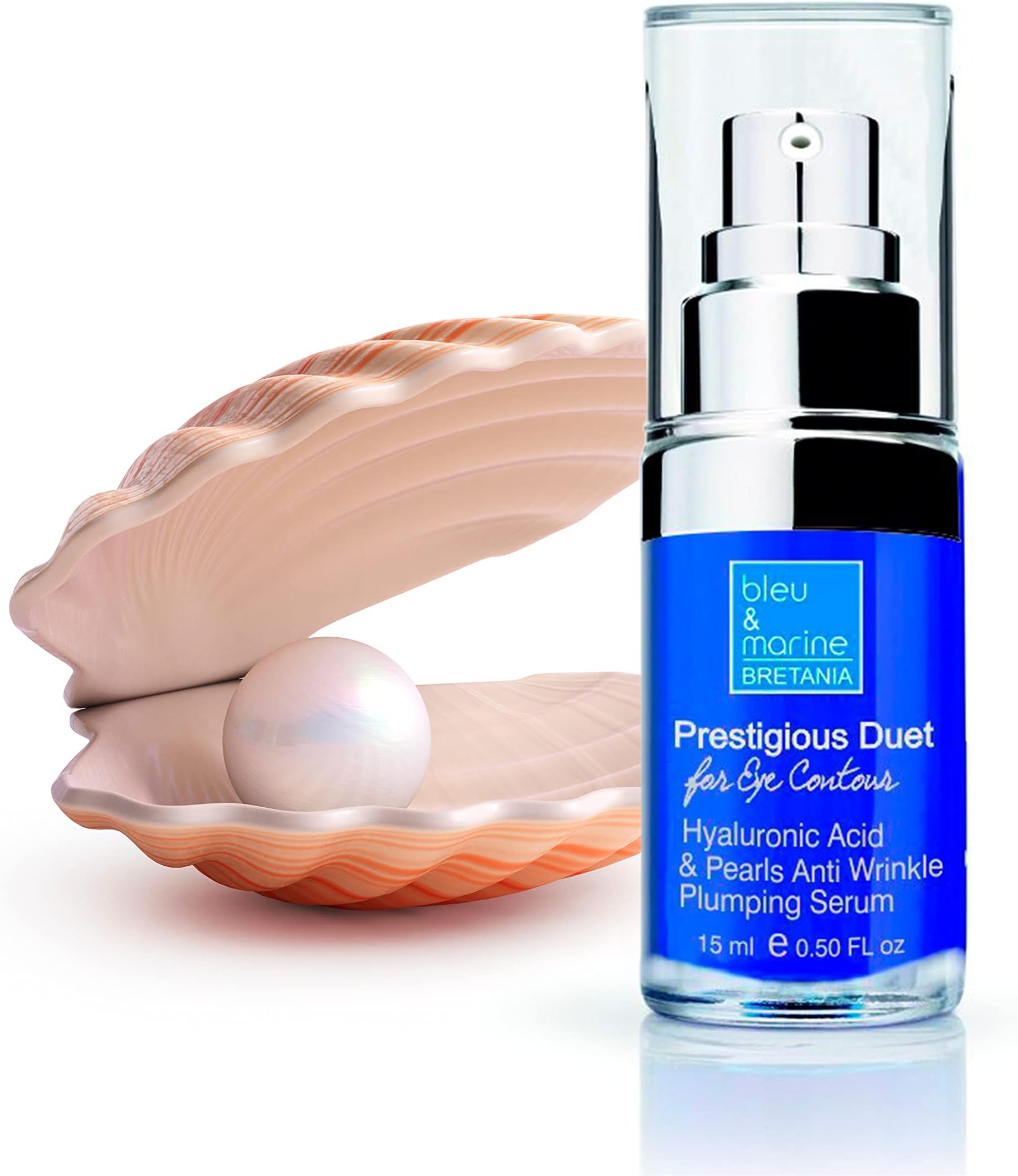 Hyaluronic Acid & Lightening Pearls Anti Wrinkle Prestigious Duet Serum, Proven Anti-Aging skincare properties fill-in and diminish the look of fine Lines and Wrinkles, Providing effective results on prematurely aged or mature skin types, made in France, 15 ml