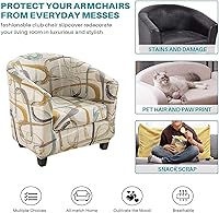 Vista 4 de NILUOH Fundas para silla de club, 2 piezas, elásticas, estampadas, con barril redondo, antideslizantes, con parte inferior elástica para bar, sala