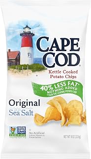 Cape Cod Less Fat Original Kettle Chips, 8oz Bag - 40% Less Fat, Kettle Cooked Crunch, Gluten Free