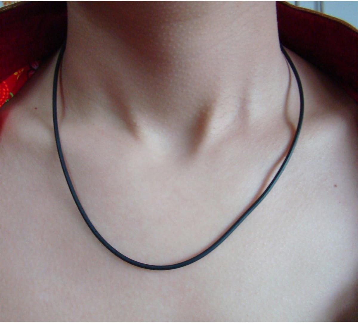 ELLITE Wide Alloy Black Rubber Cord Rope Necklace Chain(18-24 Inch) with Stainless Steel Lobster Clasp