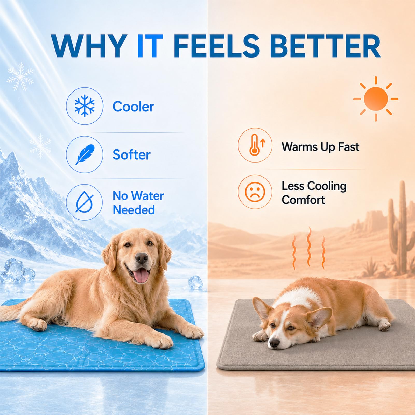 Alfombra Refrescante para Perros y Gatos, Cama de Gel Resistente a Arañazos, Cojín Frío Plegable Impermeable para Interior Exterior Viaje Coche Transportín Sofá (Blue,70×110cm)