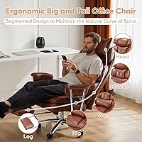 Vista 5 de Sweetcrispy Executive Home Office Desk Chair - Ergonomic Big Tall High Back with Footrest & Lumbar Support, Reclining Height Adjustable, Comfy PU