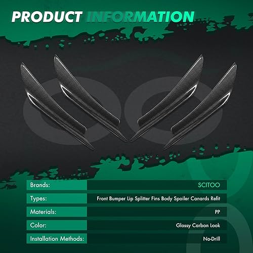 Vista 212 de SCITOO Alerón de labio delantero para Hyundai Elantra 2017-2018 para parachoques delantero negro brillante