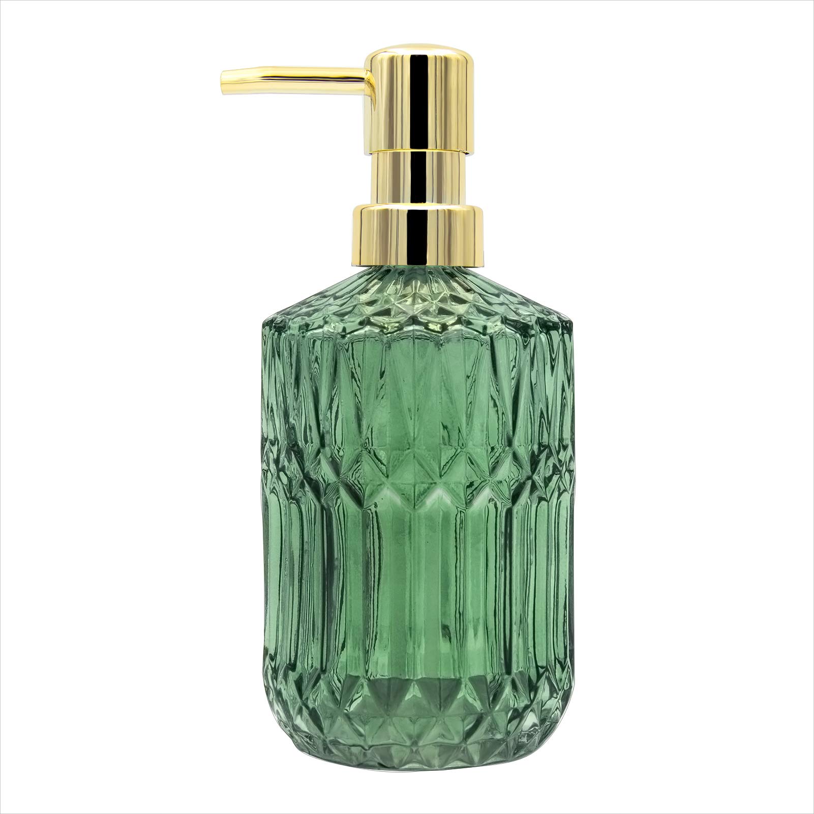 Feblilac Glass Soap Dispenser with Rust Proof Stainless Steel Pump, Clear Green Liquid Hand Soap Dispenser for Bathroom, Kitchen, Lotion Liquid Soap Dispenser