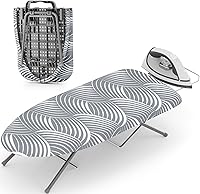 Vista 8 de KINGBOARD Tabla de planchar de mesa, tabla de planchar pequeña con soporte para planchar, tabla de planchar plegable, cubierta extragruesa, tabla