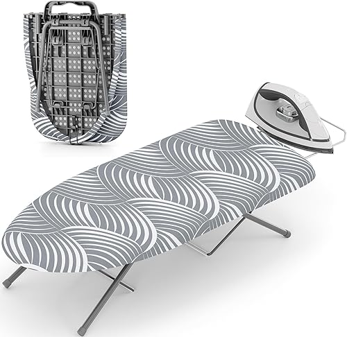 Miniatura 8 de KINGBOARD Tabla de planchar de mesa, tablas de planchar pequeñas con soporte para plancha, tabla de planchar plegable, cubierta extragruesa, tabla