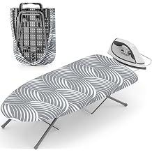 KINGBOARD Tabletop Ironing Board, Small Ironing Boards with Iron Rest, Folding Iron Board, Extra Thick Cover, Portable Tabletop Ironing Board with Non-Slip Feet, 30x12 Grey and White