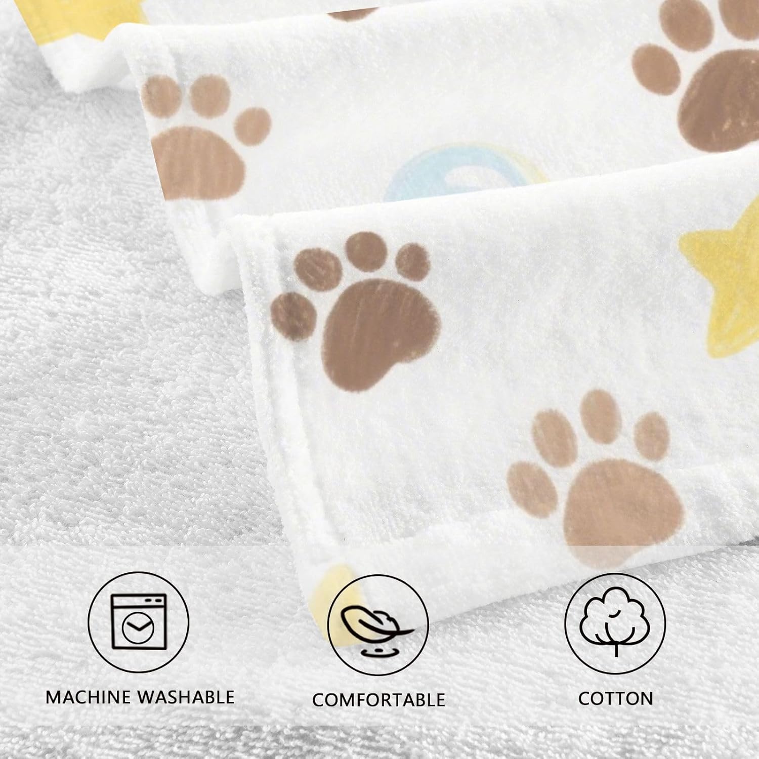 Cartoon Cute Brown Bear Kids Towel Cotton Towels for Bathroom Decoration Set Of Two 16 x 28 inch