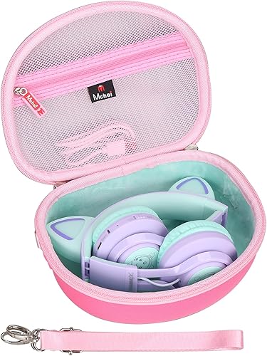 Mchoi Estuche rígido de transporte adecuado para Riwbox CT-7 rosapara Jack CT-7S Cat Green 0.138 inpara iClever IC-HS01 Bluetooth auriculares