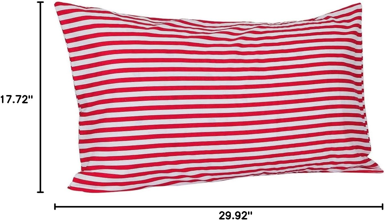 rockcloud Pillow Case Set 400 Thread Count 100% Cotton Standard Size 2pc, Red Stripe - Image 8
