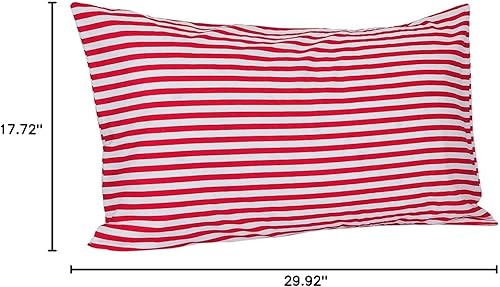 Miniatura 8 de rockcloud Juego de fundas de almohada de 400 hilos, 100% algodón, tamaño estándar, 2 piezas, rayas rojas