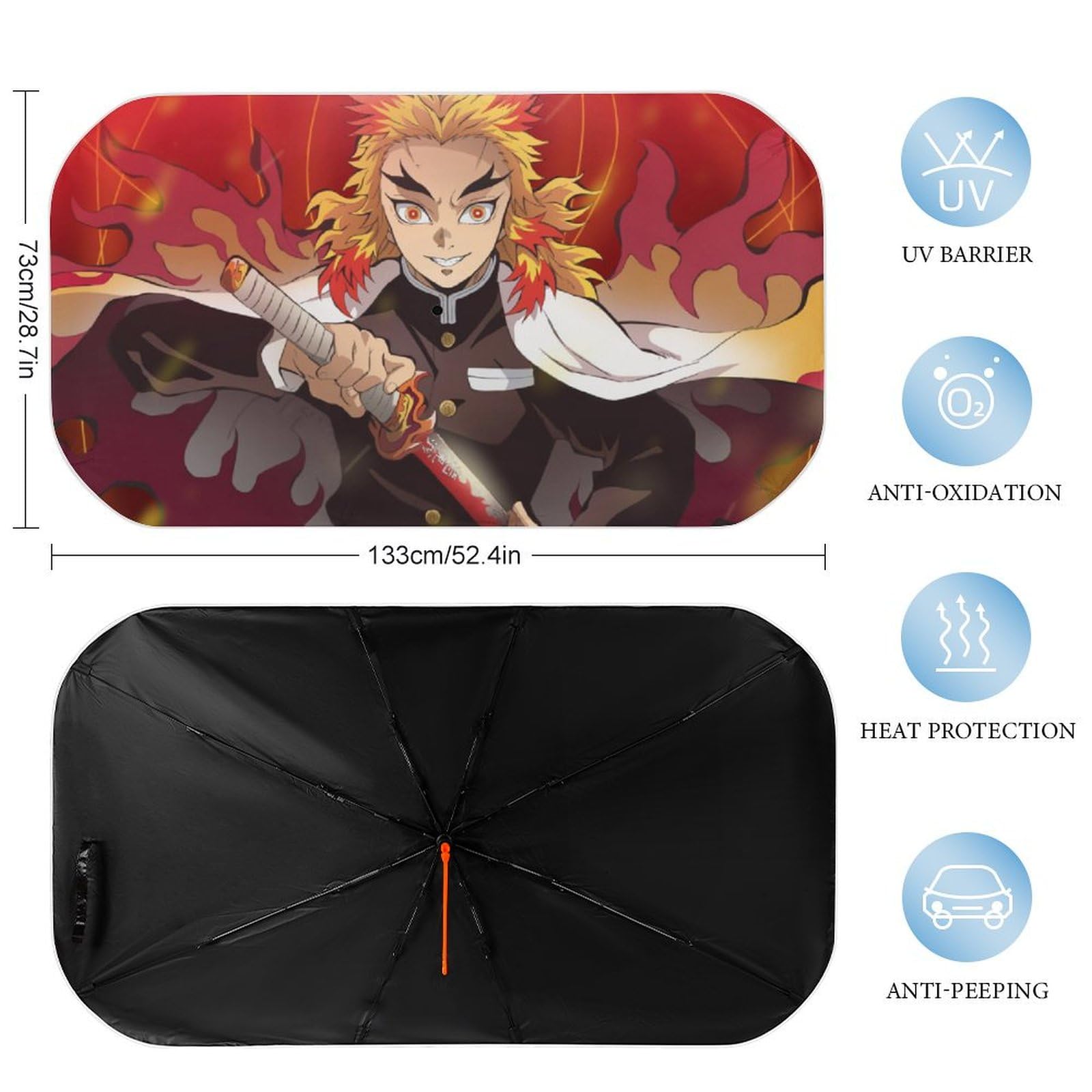 Amazon.co.jp: 鬼滅の刃 炎柱 煉獄杏寿郎 サンシェード 車用 日よけ 傘