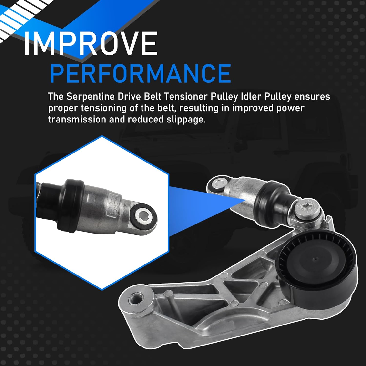 90K-39415 Serpentine Drive Belt Tensioner Pulley Idler Pulley Compatible with 2012-2017 Jeep Wrangler 2018 Jeep Wrangler JK 3.6L Replaces 4627038AA-KIT 4627038AAKIT