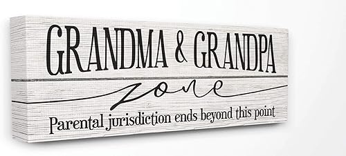Stupell Industries Lienzo decorativo para pared con texto en inglés "Grandma and Grandpa Zone", diseño divertido de madera, multicolor