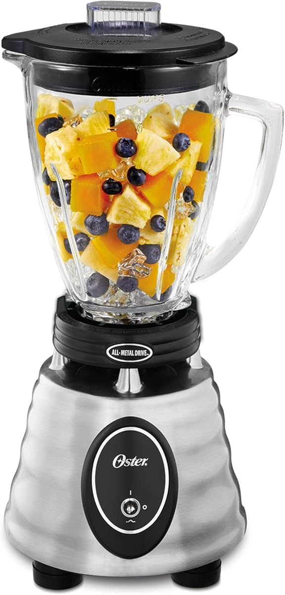 Classic Series Heritage Blender with 6-Cup Glass Jar, 1000 Peak Watts, 600 Rated Watts, Stainless Steel Countertop Blender