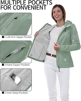 Outdoor Ventures Softshell Jacket Womens Rain Jacket Hiking Windbreaker