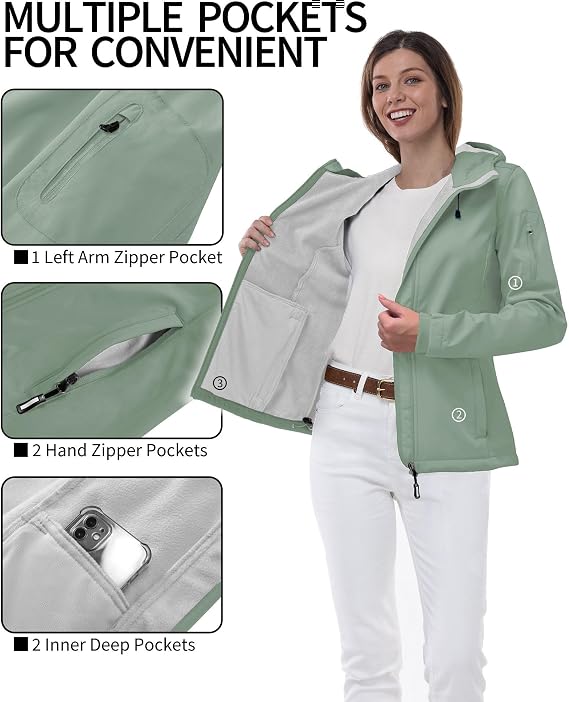 Outdoor Ventures Softshell Jacket Womens Rain Jacket Hiking Windbreaker